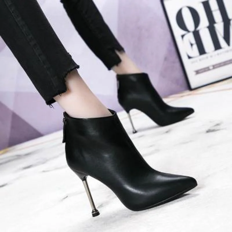 Chaussures noir Fine Beige Nouvelle Sauvage Et Talons Femmes À Pointu 2018 Sexy D'hiver Bottes Avec Automne Hauts De wEa7qTv