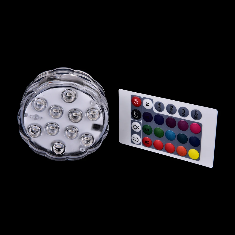 RGB caliente 10 llevó la luz sumergible con pilas IP68 impermeable Piscina boda piscina Pond Iluminación