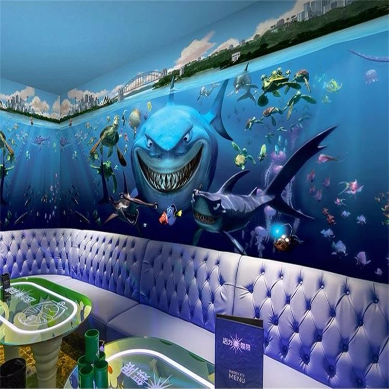 beibehang custom wall paper photo underwater world cartoon shark restaurant kindergarten childrens room 3d wall mural - Underwater World Restaurant beibehang custom wall paper photo underwater world cartoon shark restaurant kindergarten childrens room 3d wall mural - Underwater World Restaurant