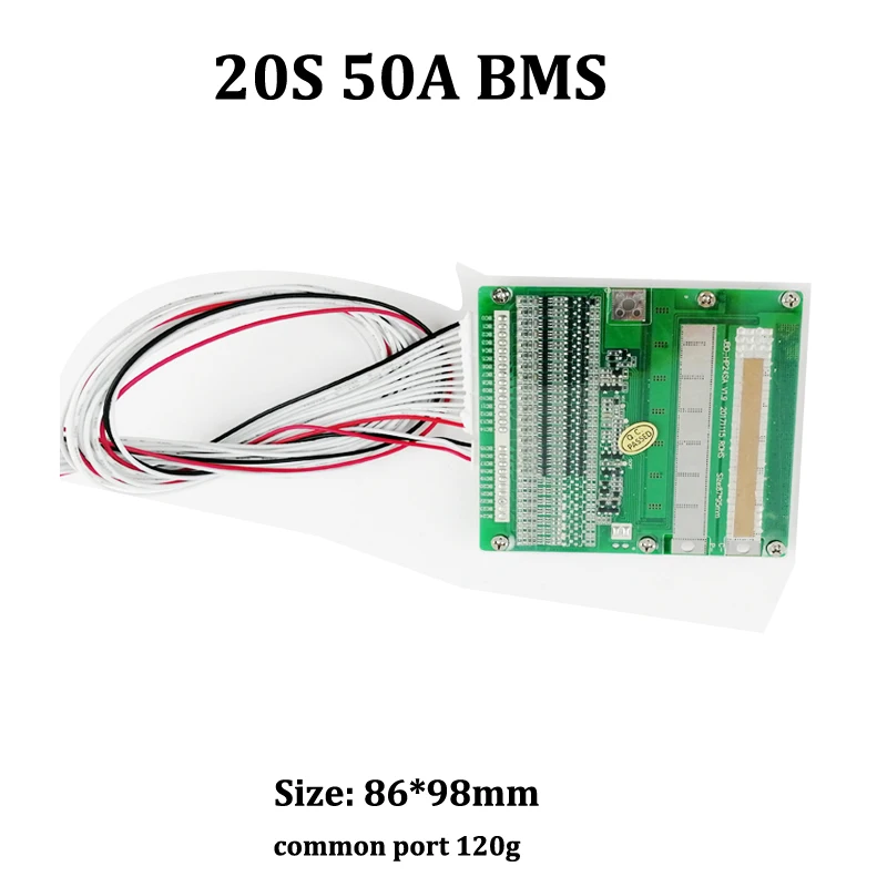 

1pcs BMS 72v lithium 20s 50A 45A battery pack 74v 20s bms protection with balance for scooter motor ebike pack same common port