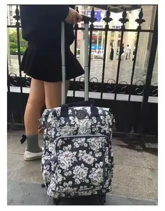 Travel Luggage Trolley Backpacks Bags On Wheels Women Business Travel Trolley Bags Oxford Rolling Wheeled Luggage Backpack Bag - Цвет: refer to photo