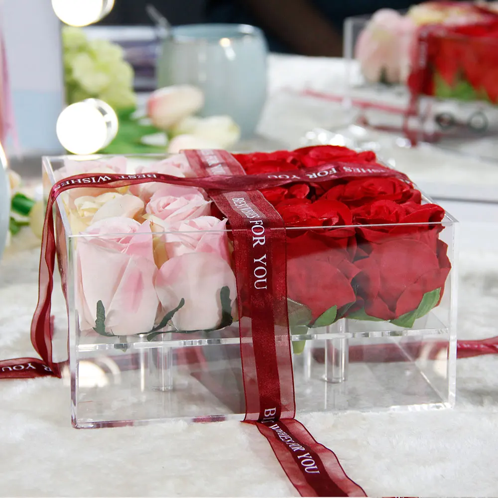 

AILA Acrylic Flower Box 1 9 16 Frame Rose Box Flowerpot Gift Pot Valentine's Day Gift Christmas Gift Love Boxes Without Flowers