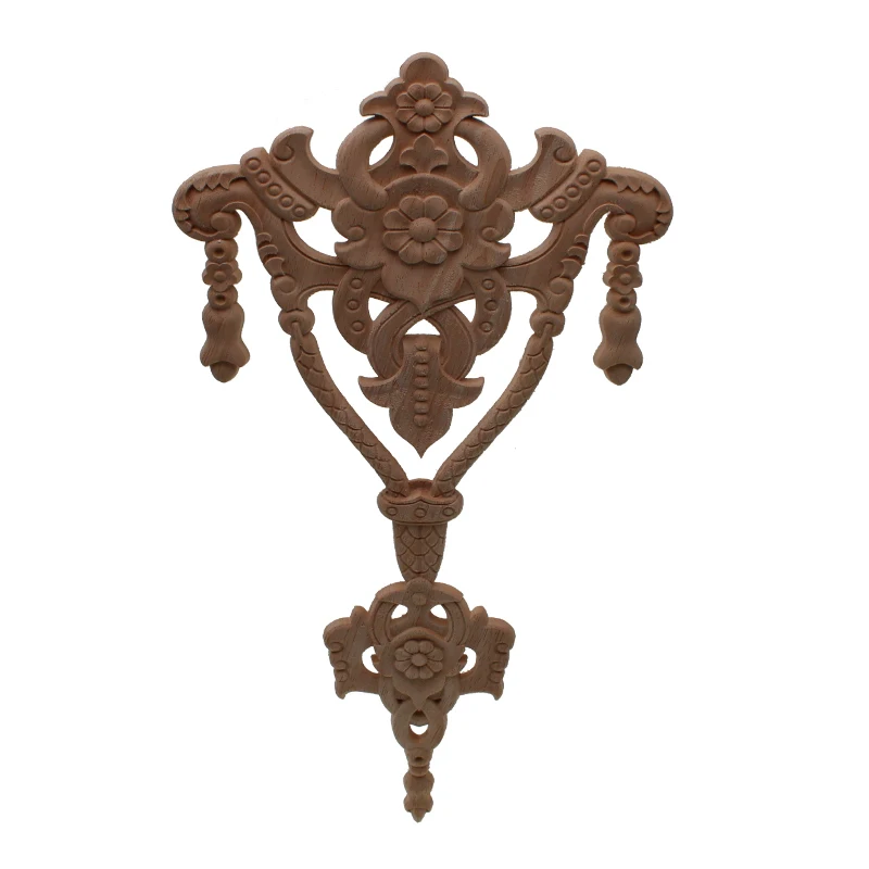 VZLX New Arrival Vintage Wood Carved Corner Onlay Applique Unpainted Furniture Cabinet Decorative Figurines Wooden Miniature DIY