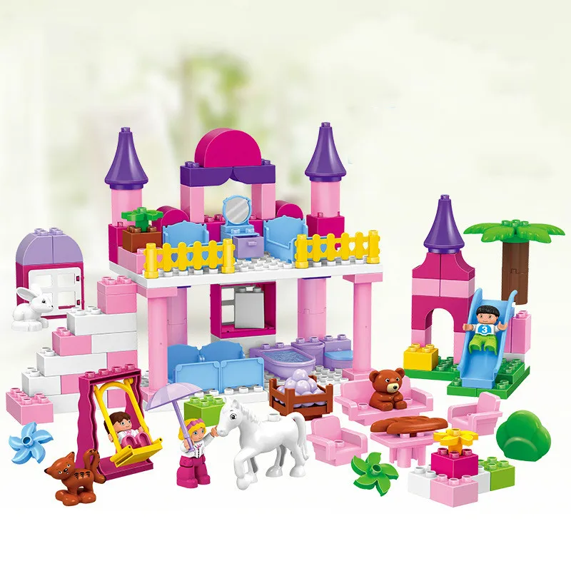 117pcs Girls Princess Castle Size Building Blocks Bricks Large Particles Educational Baby Toys Christmas Gifts Compatible Lepins baby-building-bricks