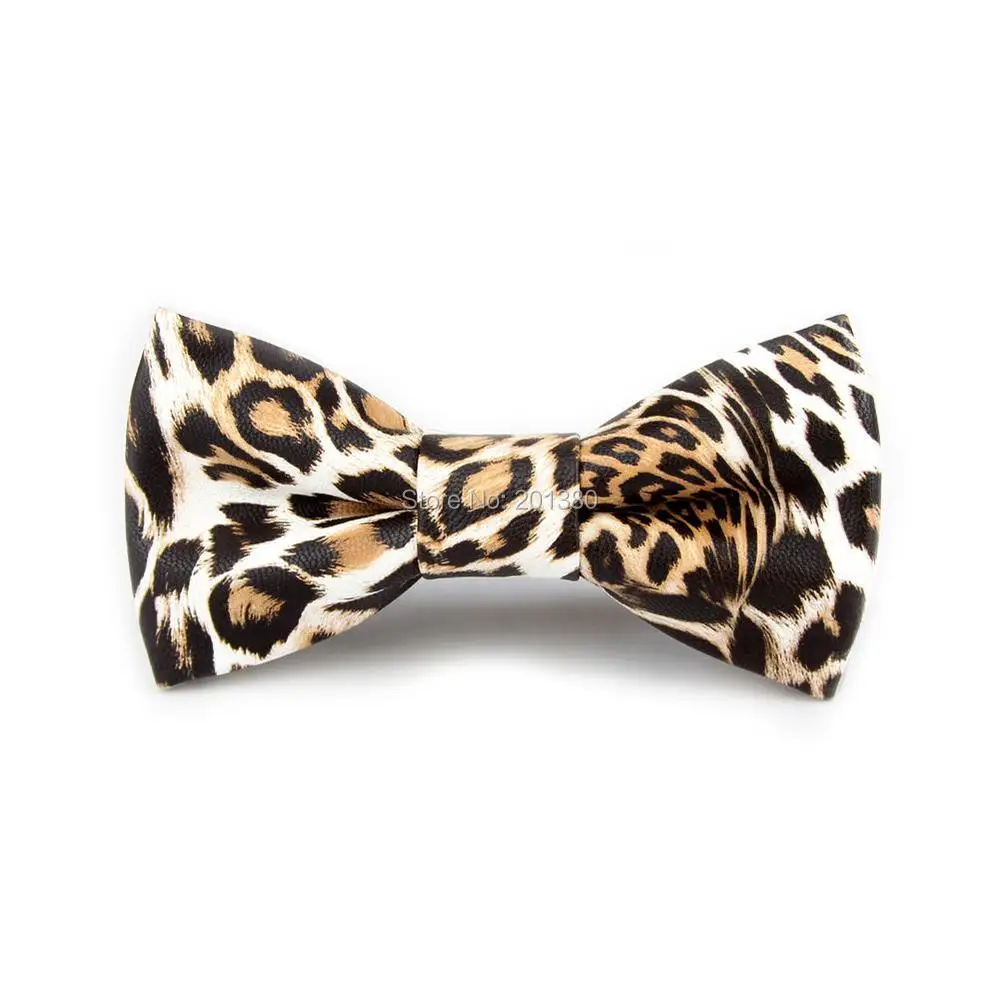 HOOYI Fashion PU bow tie party Leopard print butterfly Christmas
