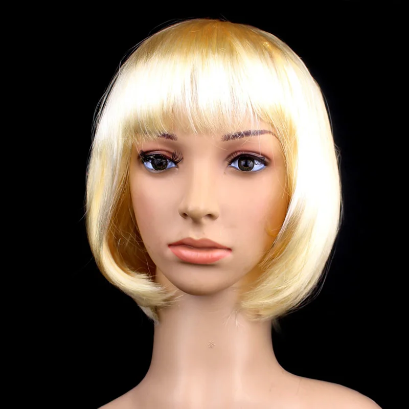 Cheapest 14 Colors Women BOBO Wig Cosplay Wigs Straight Short Wigs Christmas Carnival Makeup