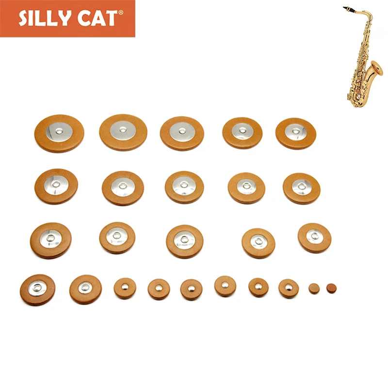 

1 Set 25psc Goat Leather Sax Pads universal Saxophone Pads for Bb Tenor Sax Professional Saxophone button Pads