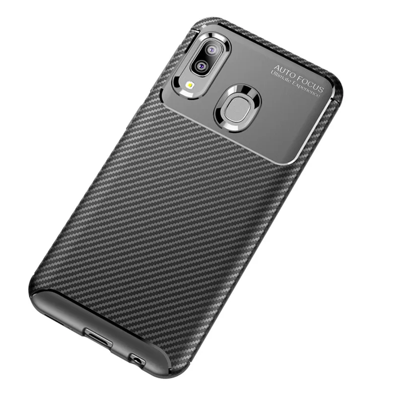 

Soft TPU Case for Samsung Galaxy A20e A2 core Case Slim Shockproof Carbon Fiber Dual Layer Silicone Armor Duty Protective Cover