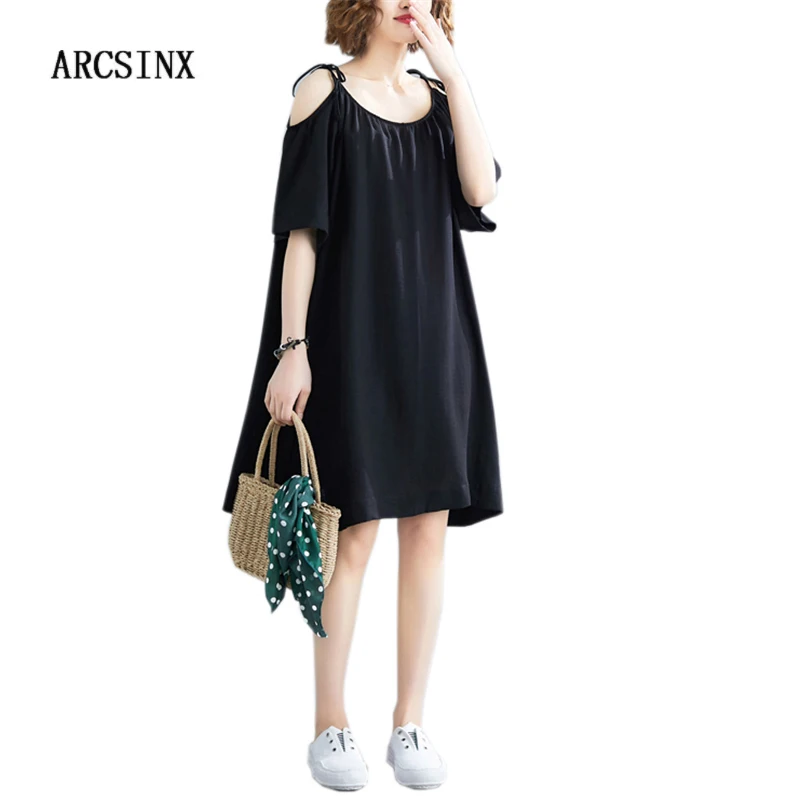 

ARCSINX Summer Women's Dress Black Off Shoulder Plus Size Women Dresses Large Size 9XL 8XL 7XL 6XL 5XL 4XL 3XL Beach Dress Woman
