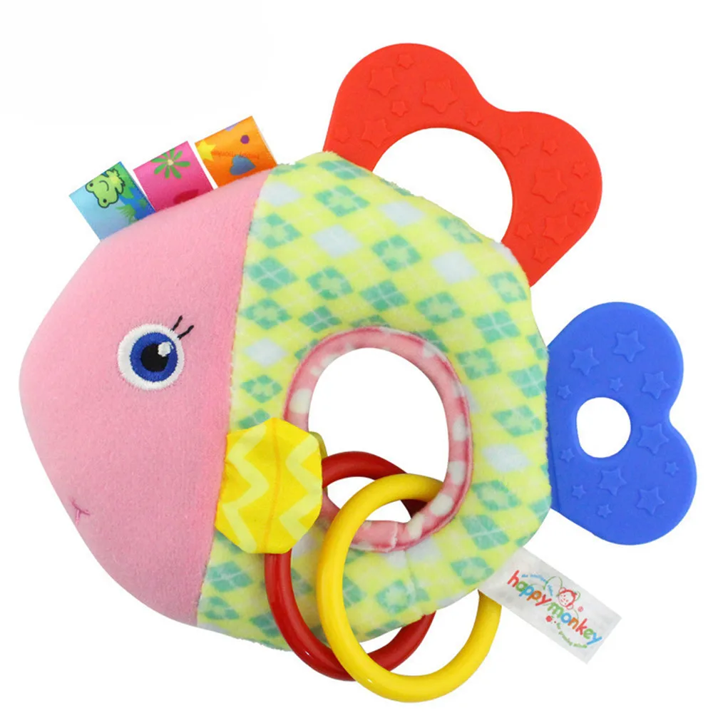 

Teethers Baby & Toddler Toy animal soft rattle teether doll children newborn plush giraffe,owl,fish,monkey PP cotton Toys O-shap