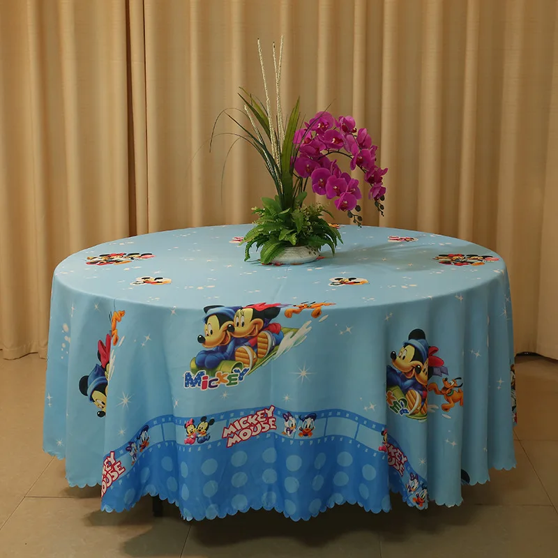 

10pcs Polyester Tablecloth Banquet Hotel Wedding Party Decoration Mickey Mouse Table Cover Overlays For Kids Birthday Party