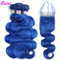Ombre Bundles With Closure Clicli Hair Blue Body Wave Closure and Bundles Non Remy Hair Brazilian Human Hair Weave Extensions Ombre Bundles With Closure Clicli Hair Blue Body Wave Closure and Bundles Non Remy Hair Brazilian Human Hair Weave Extensions