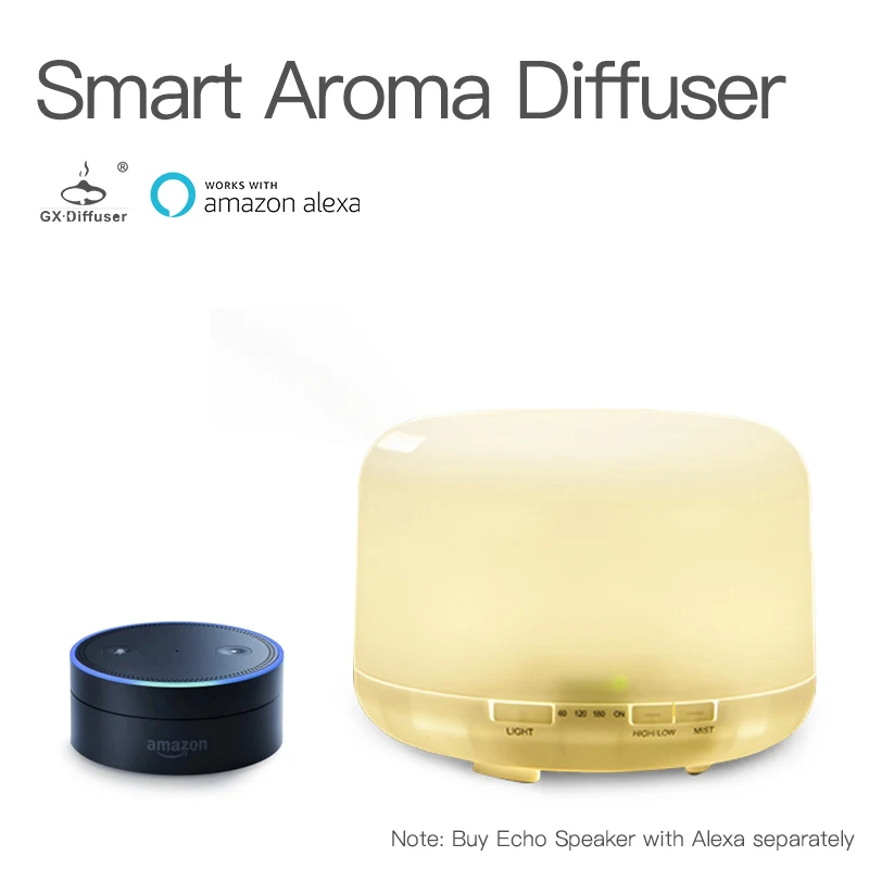 

GX.Diffuser 500ML Wifi Smart Aroma Diffuser With App Control Voice Control Aromathery Diffuser Ultrasonic Work With Amazon Alexa