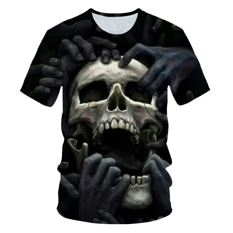 New hot men's summer skull poker print men's short-sleeved T-shirt 3D T-shirt casual breathable season hip-hop brand T-shirt 6XL - Цвет: picture color