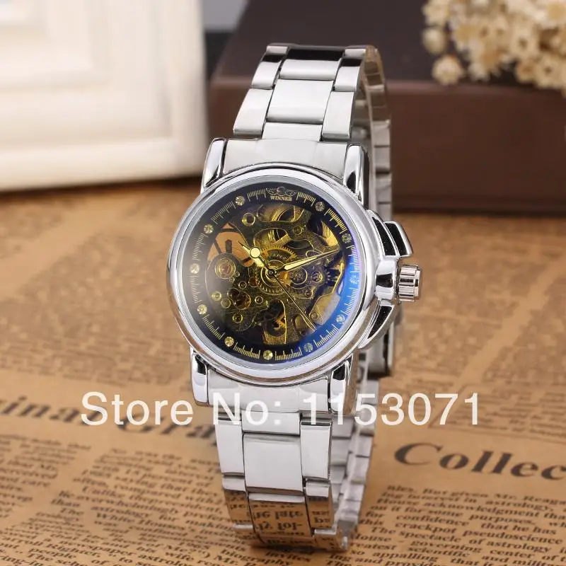 Часы наручные Winner женские Автоматические аналоговые прозрачные брендовые с