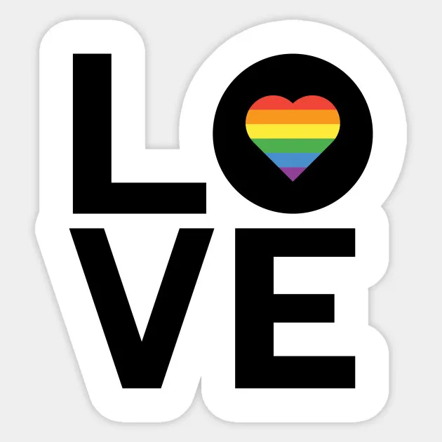 

1Pcs Personality Rainbow Lov Gay Lesbian Inspired Rainbow Heart LGBT Pride Sticker