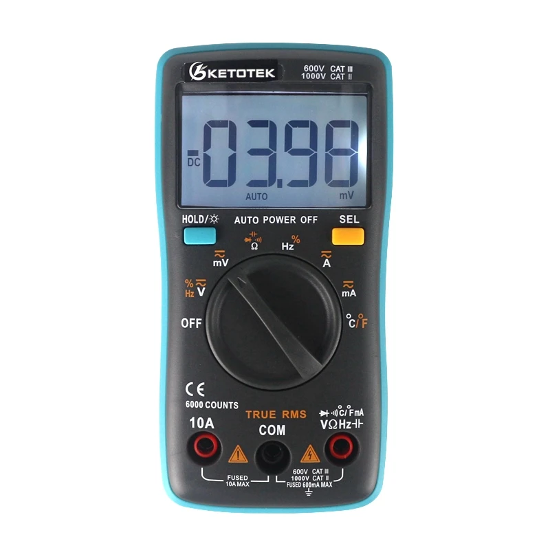 

Digital LCD Multimeter AC/DC Ammeter Voltmeter Ohm Frequency Diode Temperature Back Light