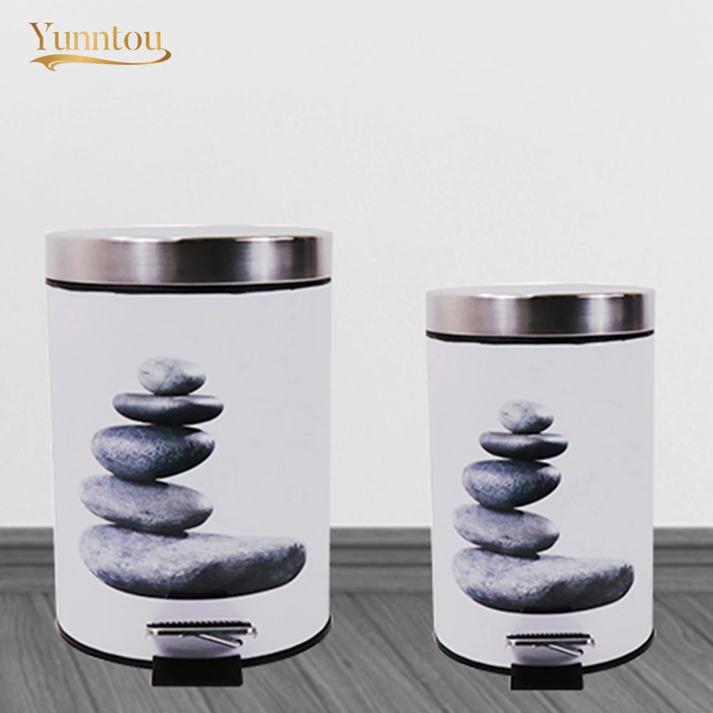 Yunntou Stone Pattern Trash Can Kitchen Bathroom Office Bedroom Garbage