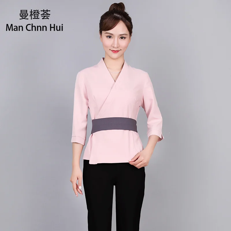 

SPA Health Club Hotel clothing nursing uniform Beauty salon Beautician women technician Spring and summer work clothes