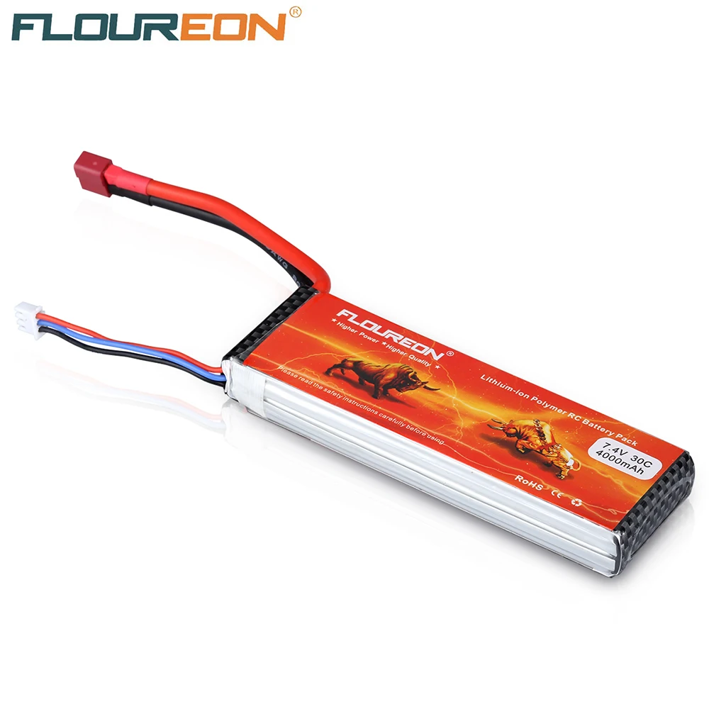 

Floureon 2S1P 7.4V 4000mAh 30C with Deans Plug LiPo Battery for RC Evader BX Car RC Truck RC Truggy RC Airplane UAV Drone FPV