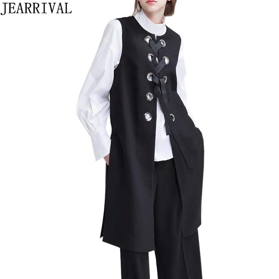 Womens long vest black and white black jacket