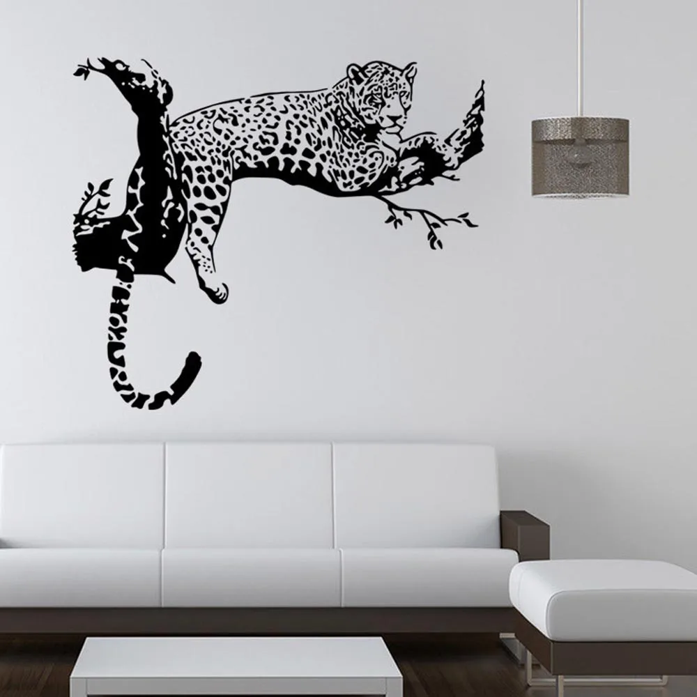 Леопардовые настенные наклейки для гостиной Съемная декорация для спальной комнаты плакат обои животные настенные наклейки большие настенные плакаты
