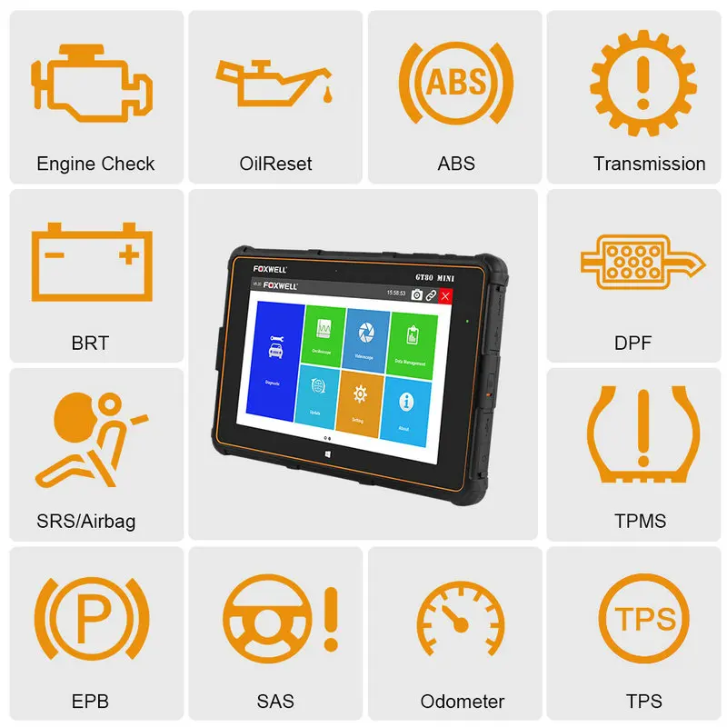 FOXWELL GT80 мини OBD2 инструмент диагностики код читателя для ABS SRS EPB IMMO DPF SAS TMPS сброса ODB2