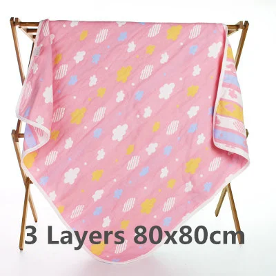 Летнее хлопковое Марлевое детское постельное белье, одеяло для пеленки для новорожденных, детский диван, супер мягкая простыня, детское банное полотенце, обертка s 50*80 - Цвет: Pink Cloud 3cen80x80