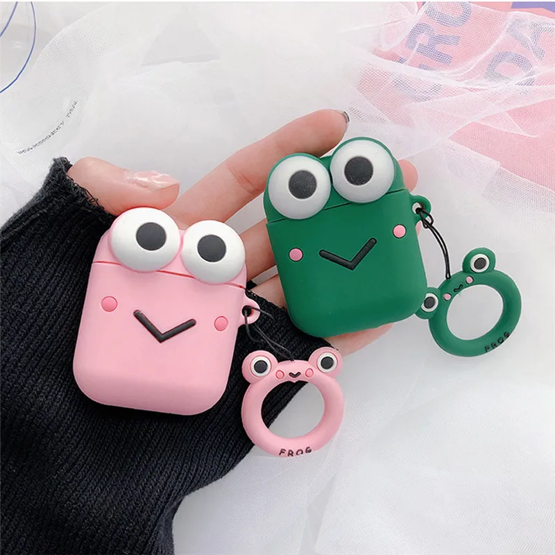 

cartoon frog Silicon Case Earphones for Apple Airpods Bluetooth Wireless Earphone Protective Skin Cover Box for Air Pods Ear Pod