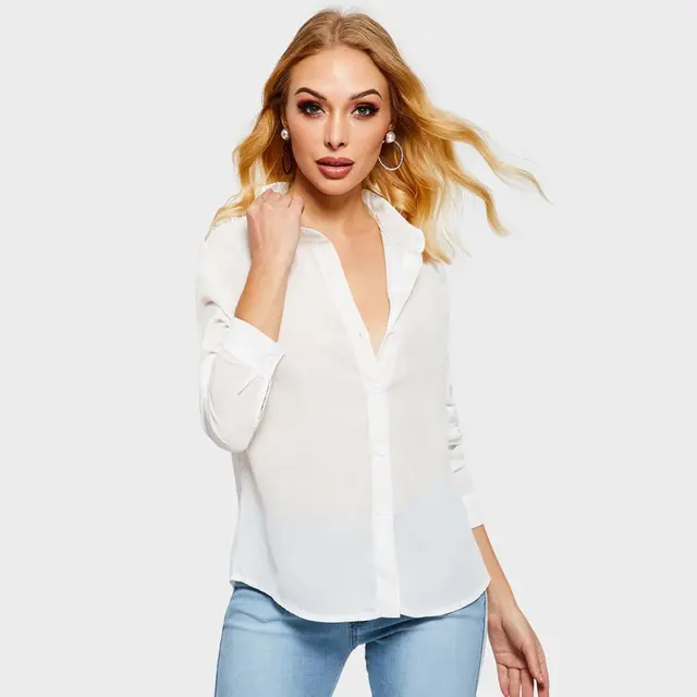 White Shirt Women Sexy Lace Backless Spring Thin See Through Fashion Ladies Tops Solid Elegant