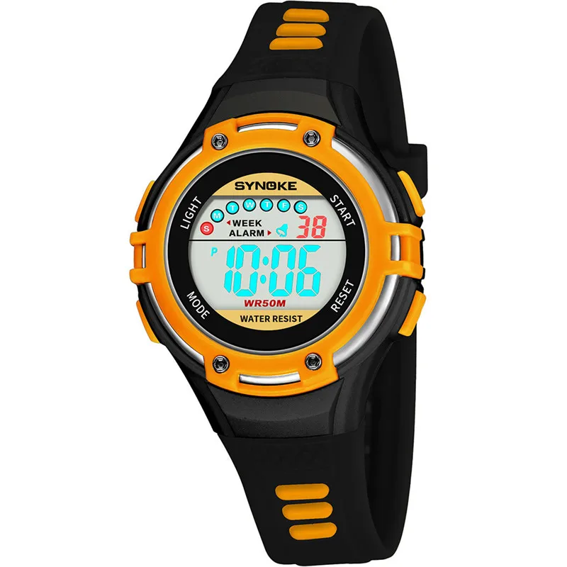 Дети Мальчики цифровые светодиодные спортивные часы дети будильник Дата подарочные часы Reloj дети Новое поступление Лидер продаж 533 - Цвет: Orange