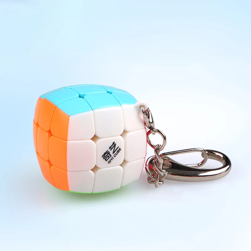 D-FantiX Qiyi 3 см мини брелок Головоломка Куб 3x3x3 мини кубик рубика твист Magic Cube Непоседа игрушки подарок Smart Key Ring украшения Симпатичные