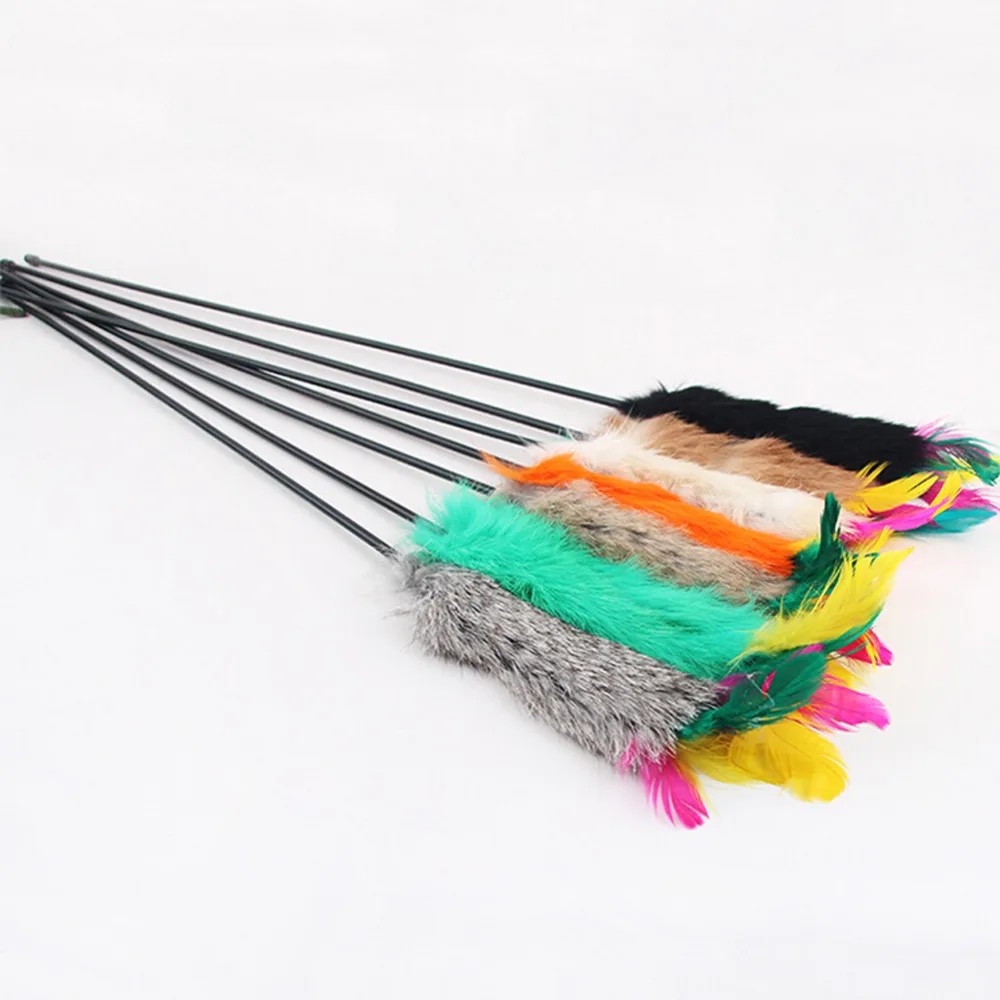 

Pet Cat Toy Feather Plastic Ball Funny Cat Stick Colorful Feathers Funny Cat Rods Pet Interactive Toys cat teaser Drop Shipping