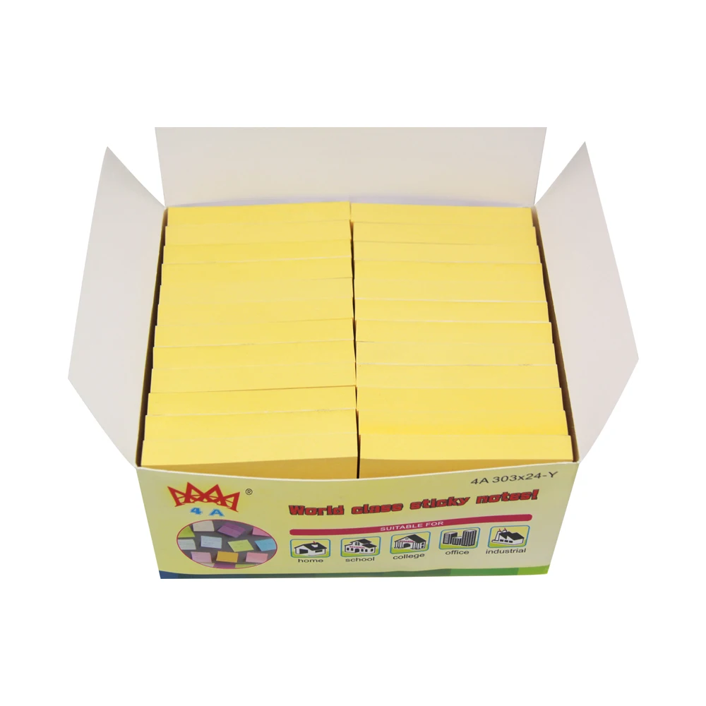 

24 Pads 4A 303x24-Y Sticky Notes 3 x 3 Inches Canary Yellow Planner Stickers Notes Kawaii Stationery Memo Pad School Supplies