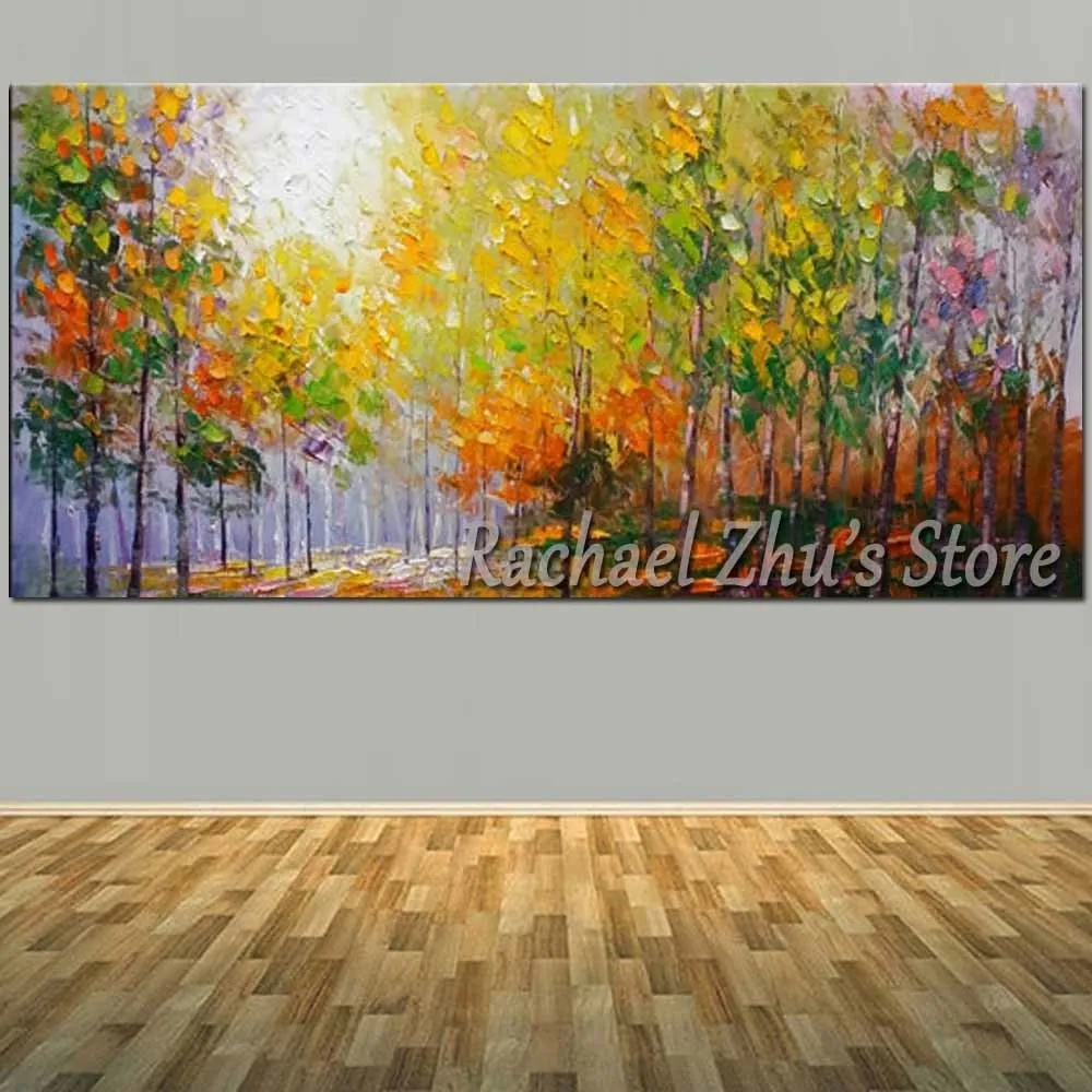 

Large Size Hand Painted Abstract Autumn Forest Landcape Oil Painting On Canvas Forest Wall Picture Living Bedroom Home Decor Art