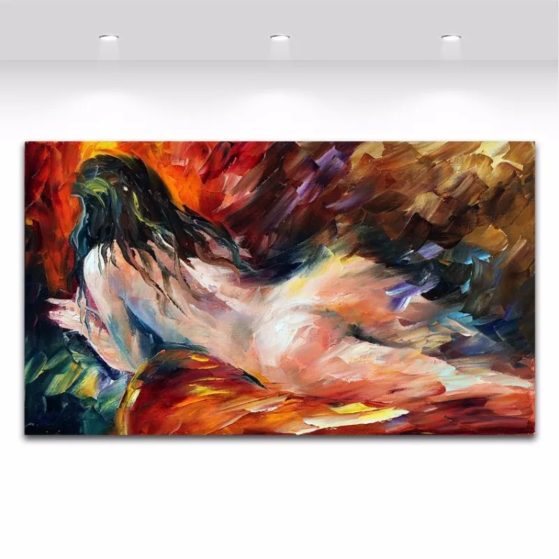 

Nude Painting Naked Woman Palette Knife Oil Picture Modern Wall Art for Bedroom Hotel Wall Decoration