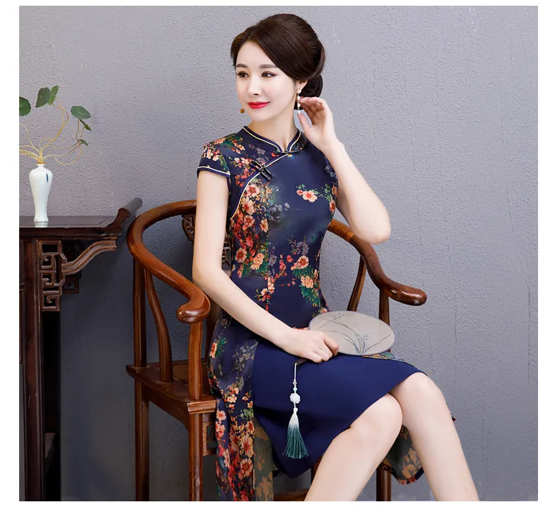 Сексуальные женские аозай короткие Cheongsam 2019 летние винтажные китайские стиль вискоза длиной до колена Qipao модные тонкие Вечерние платья