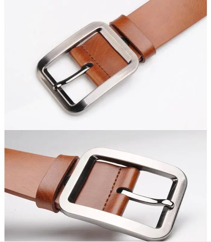 Ремень мужской кожаный с квадратной пряжкой 125 см XL XXL|125 cm|fashion leather beltleather belt |