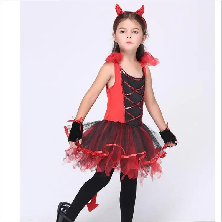 

3 Pcs/Set New Halloween Cat Girls Cosplay Costume European American Kids Masquerade Party Carnival Children Performance Clothing