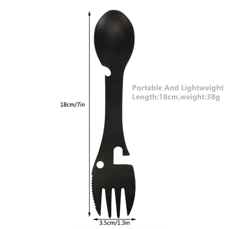 Походная посуда нож ложка Вилка открывалка для бутылок нержавеющая сталь Spork 5 в 1 мульти инструменты столовые приборы для пикника путешествия