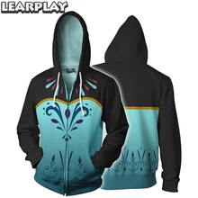 2019 Autumn 3D Print Hoodies Anna Princess Dress Pattern Hooded Zipper Sweatshirt For Adults Unisex Novelty Streetwear Jacket
