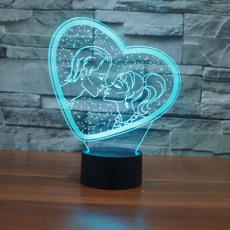 

Heart-LOVE 3D led 7 Color USB Table Lamp Luminaria Led Night Light Remote Switch Decorative lighting Mood Lamp Valentine's Day