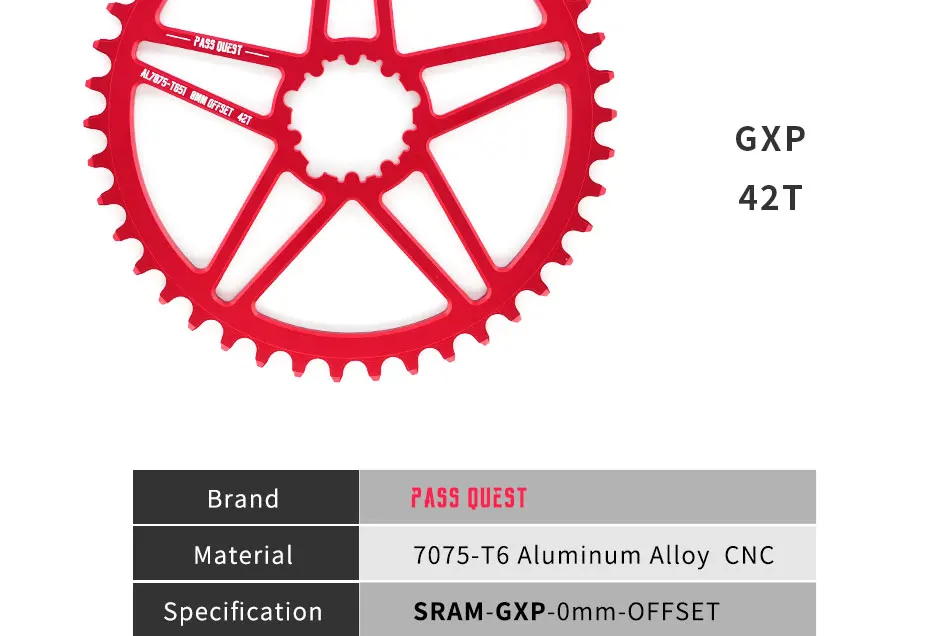 Пройти QUEST GXP MTB велосипедная передняя звезда цепное колесо узкий широкий велосипед chain цепное колесо 0 мм смещение 38 T/40 T/42 T
