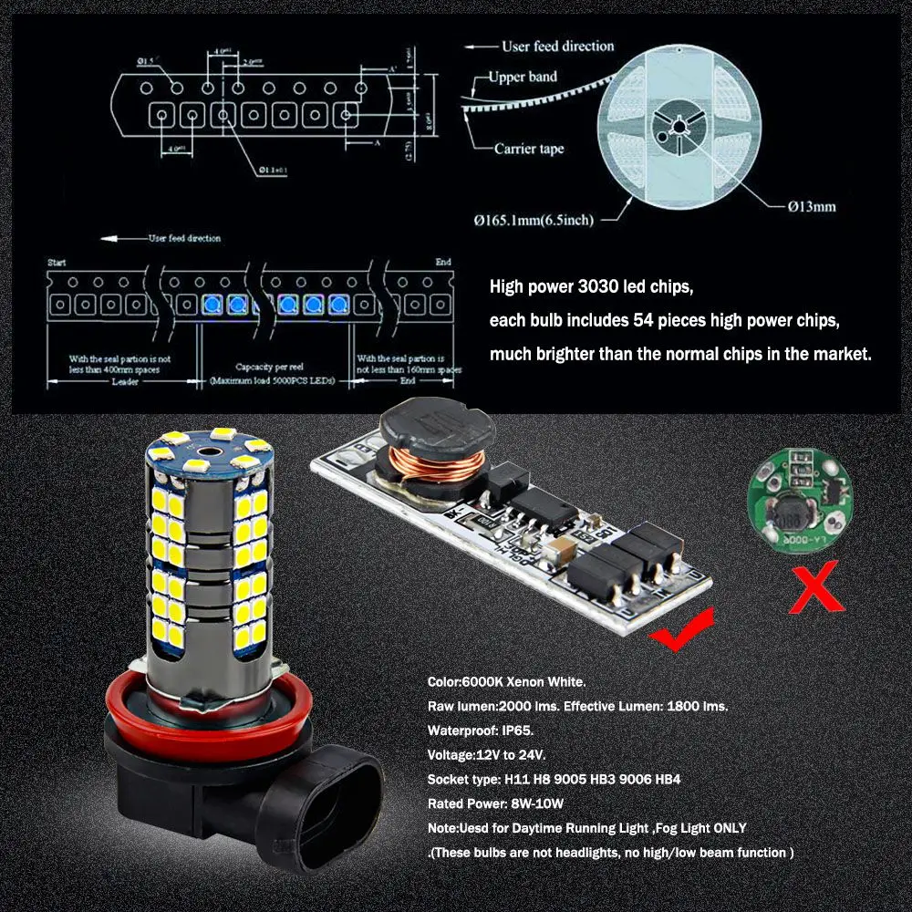 2Pcs H11 Led H8 Bulb HB4 Led HB3 9006 9005 Car Fog Lights 2000LM 6000K 12-24V Daytime Running For Auto Lamp Light Bulbs 2Pcs H11 Led H8 Bulb HB4 Led HB3 9006 9005 Car Fog Lights 2000LM 6000K 12-24V Daytime Running For Auto Lamp Light Bulbs