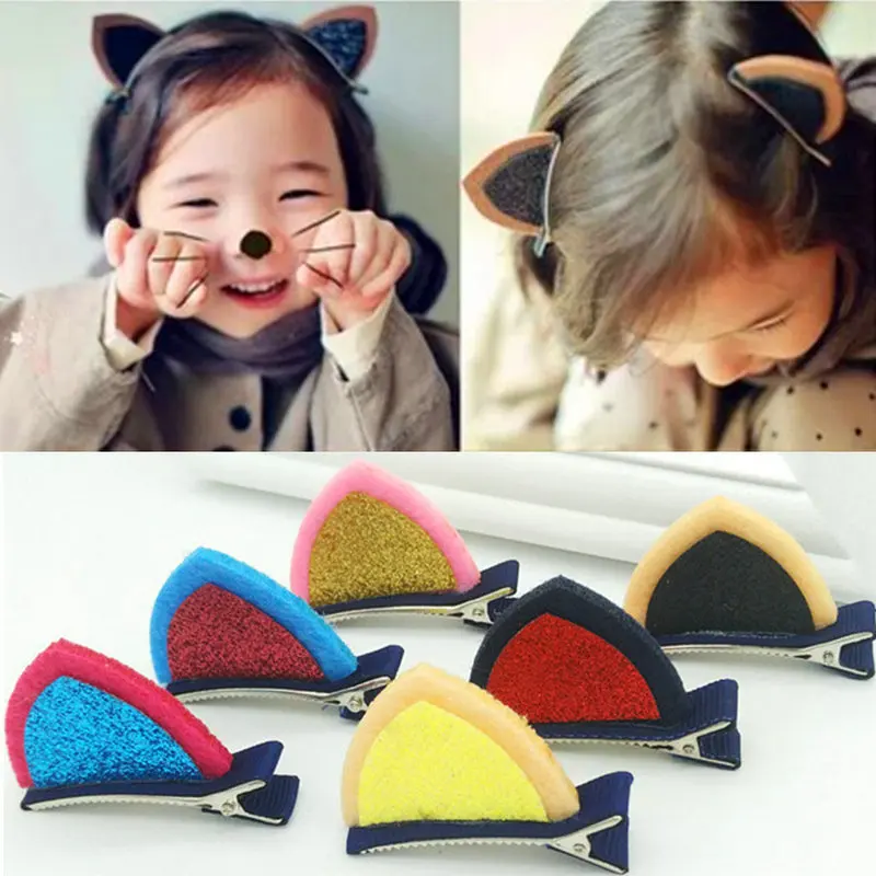 2pcs 2021 Lovely Cat Ear Hairpins Ornaments Cute Cat Ear Child Hair