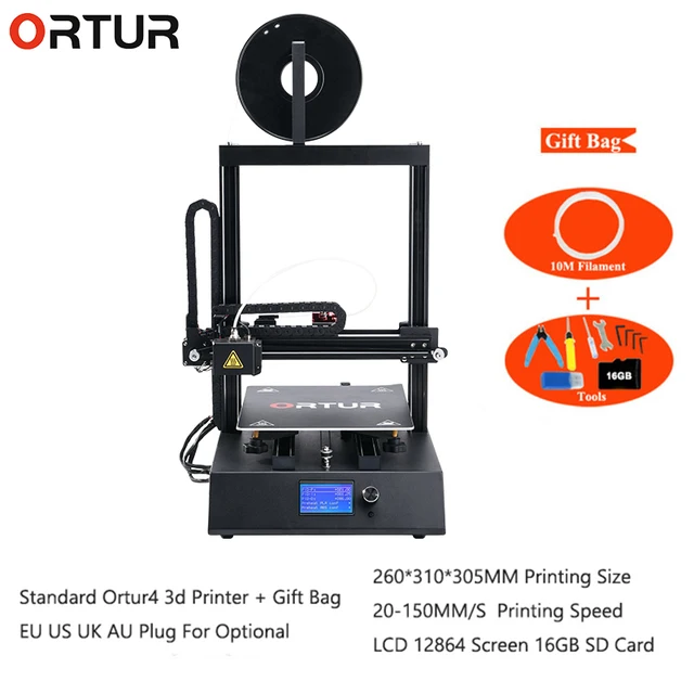 Best Quality 2019 Best Upgraded Designs All Linear Guide Rail High-Speed Resume Print Auto Leveling Ortur4 3d Printer with .2 .3 .4mm Nozzle 