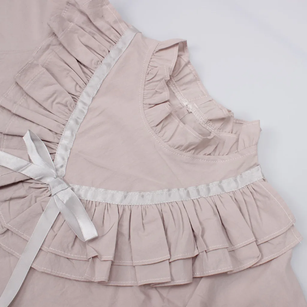 Платья для малышей платье маленьких девочек Повседневный пуловер с оборками и