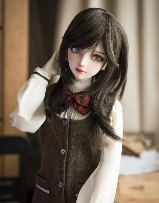 Новая ярмарка девичий коричневый/шампань парик 1/3 22-24 см BJD SD DD кукла парик - Цвет: Brown