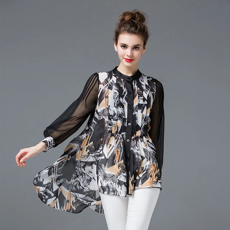 Aliexpress.com : Buy Summer Chiffon Blouse Shirts Women Fashion Print ...