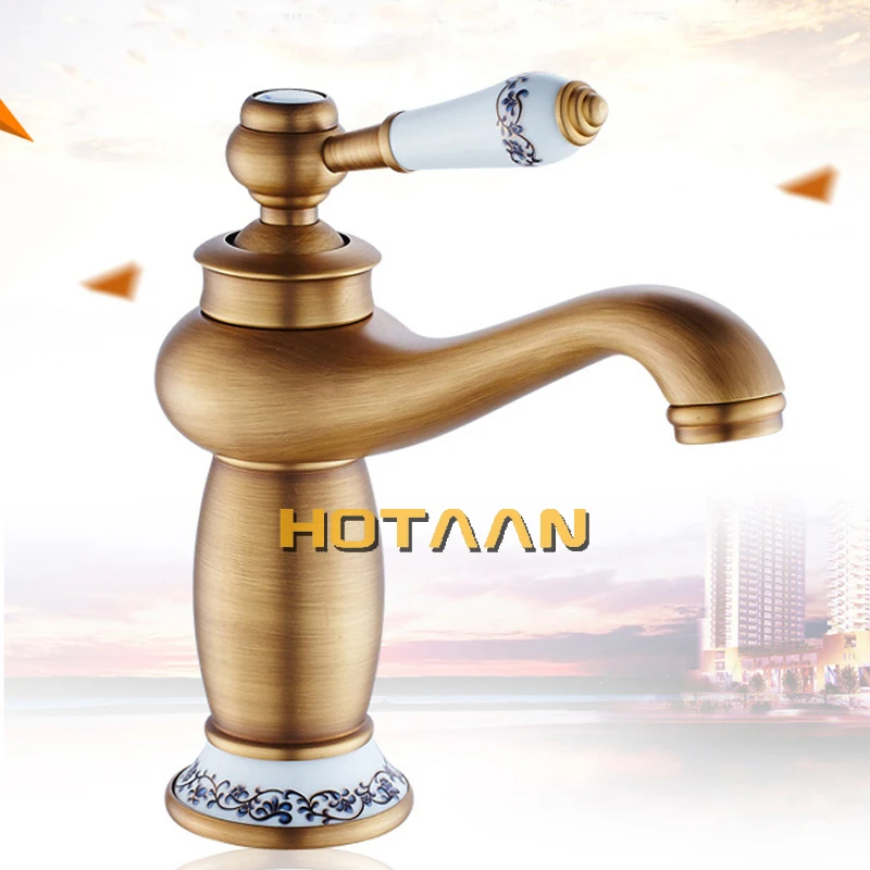 Bathroom Faucet Antique Bronze Finish Brass Basin Sink Faucet Single Handle Mixer Hot and Cold Lavatory Water Taps basin faucet,bathroom faucet
